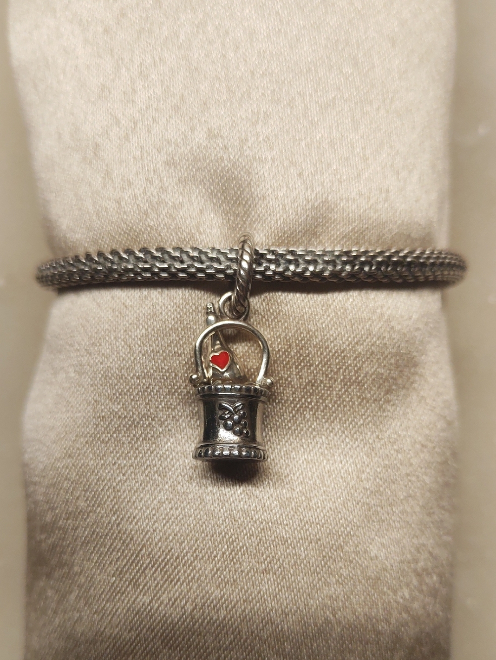Brighton Wine O'Clock Charm Silver & Gold Grape Design Red heart